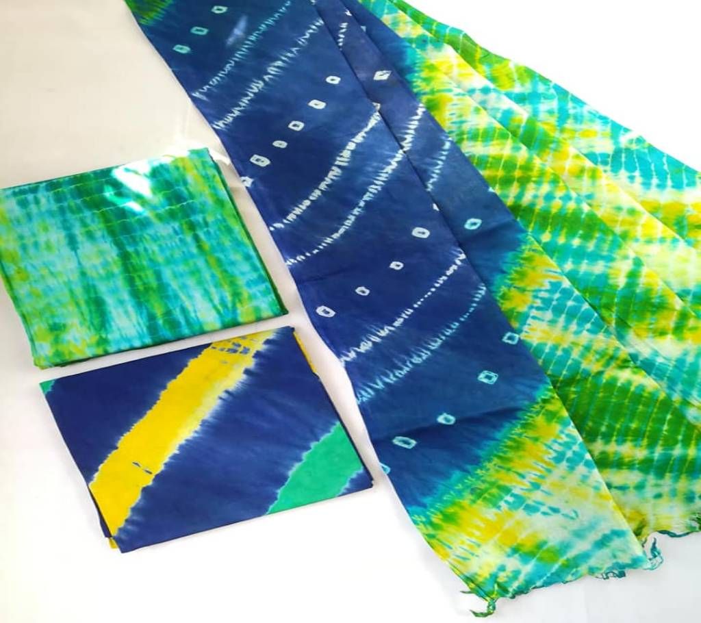Unstitched dye Printed Cotton Three Piece