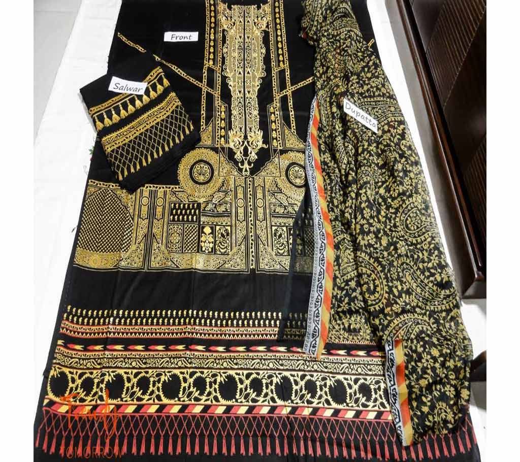 Unstitched Pakistani Self Embroidered Lawn Salwar Kameez