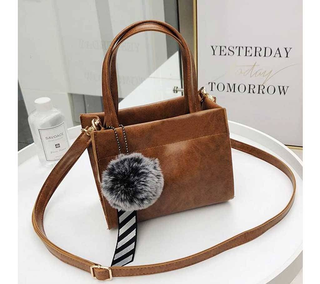 Korean Women's Fashion Hairball Pendant Simple Design Casual Across Bag 