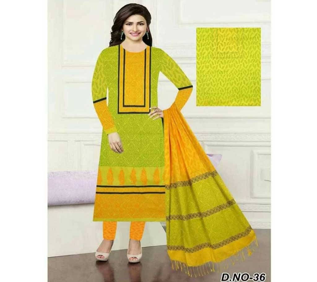 Un-stitched Rajdhani Voyel Cotton Block print Salwar kameez St block-916 - Copy