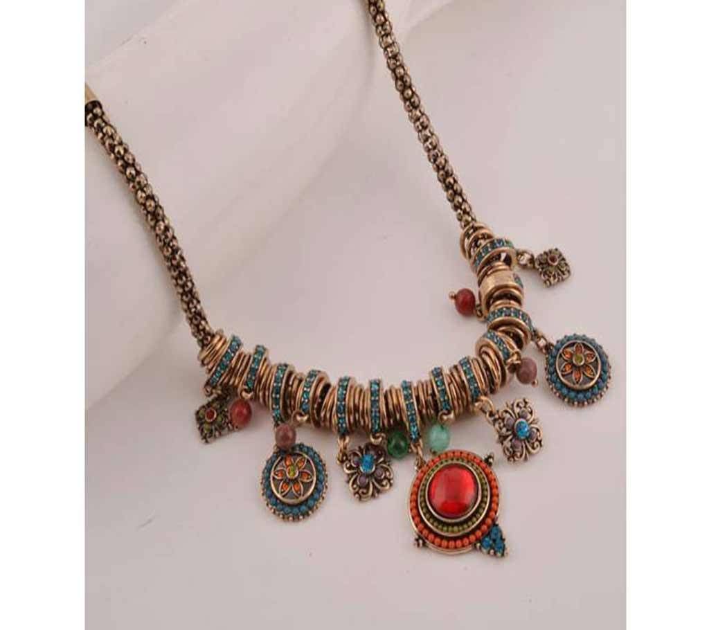 colorful resin Alloy tassel choker necklace