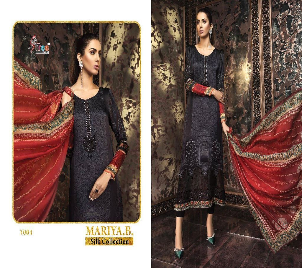Maria B Semi-stitched Silk Salwar Kameez