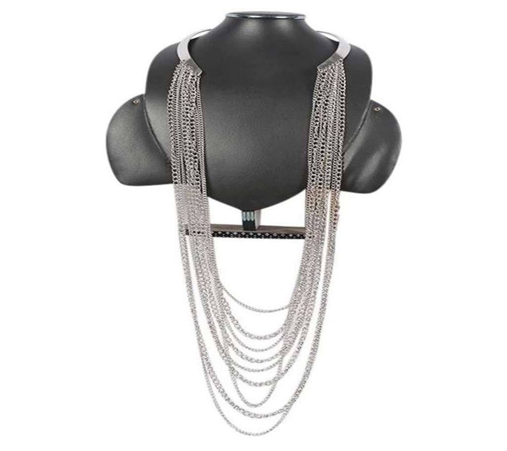 Silver Enamel Necklace for Women