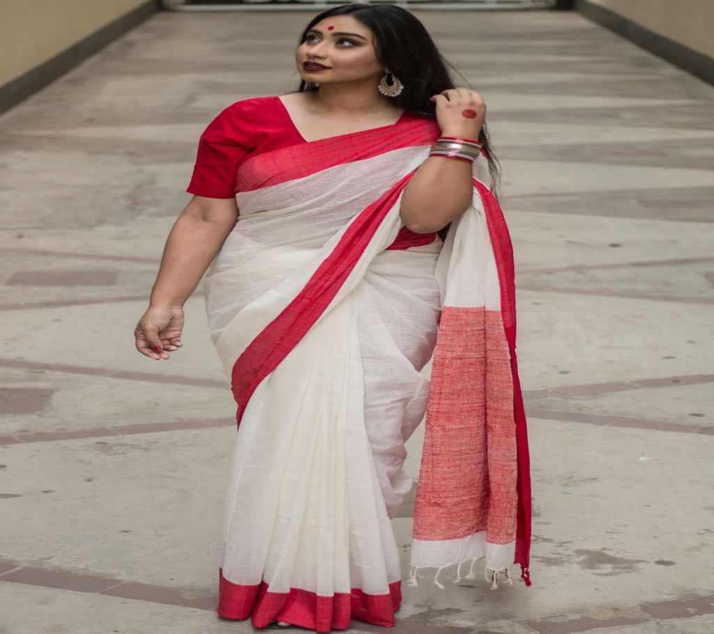 Tangail Soft Red White Khadi
