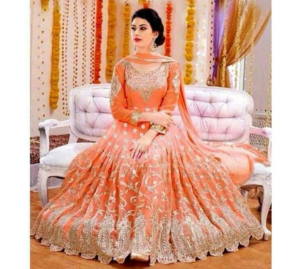 designer long frock suit Designer Fancy Embroidered Violet Georgette Long Anarkali
