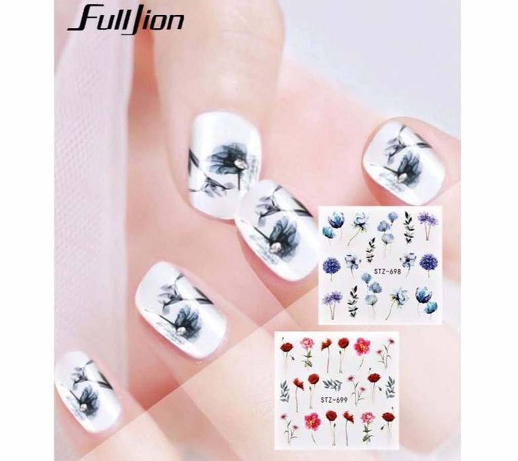 24Pcs Nail Art Stickers Watercolor Flower Butterfly Water Decals Mixed Design Transfer Slider Sticker Nail Decorations