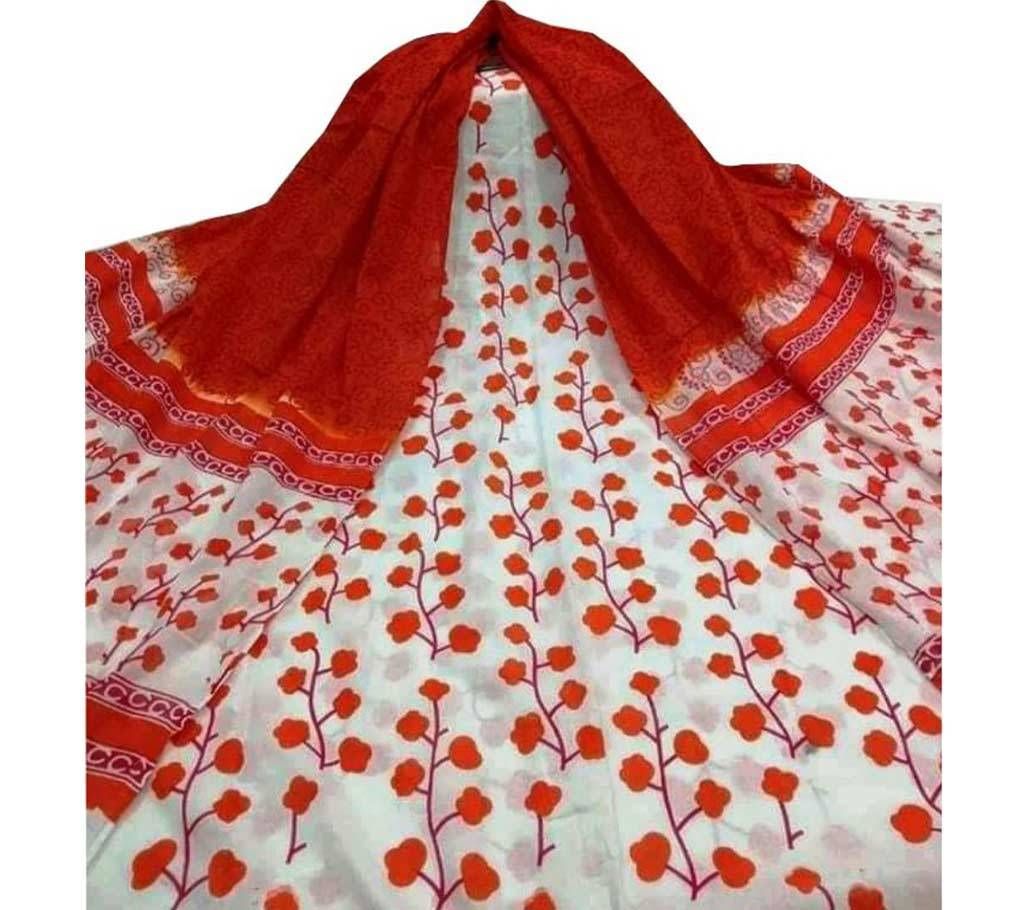 Unstitched skin printed cotton salwar kameez fs-75