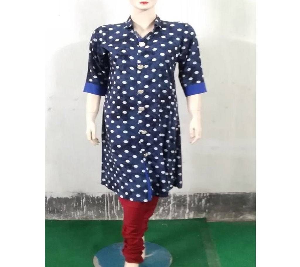 Readymade Full Sleeve Block Printed Lilen Tops For Women