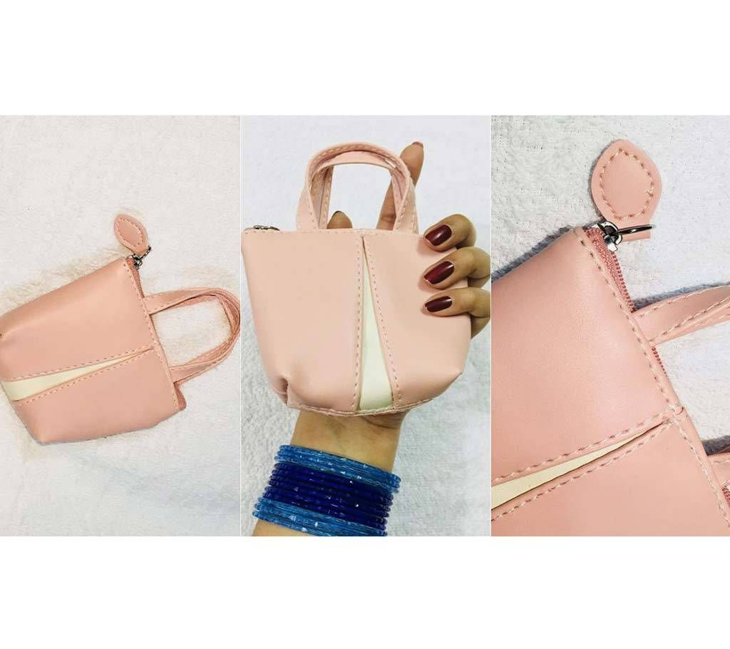 Coin Bag Pink PU Leather Stylish Hand Bag For Women