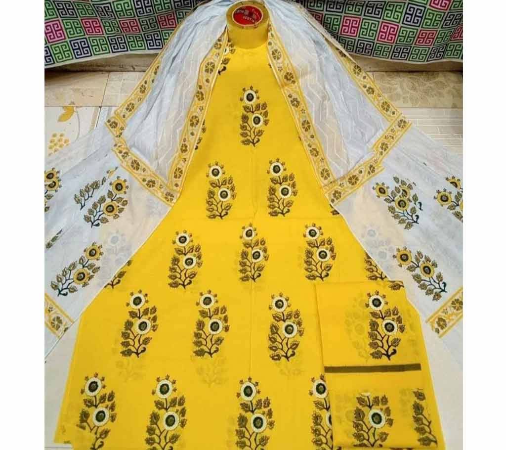 Deshi Cotton Unstitched Screen Printed 3Pcs - C91 - MHG