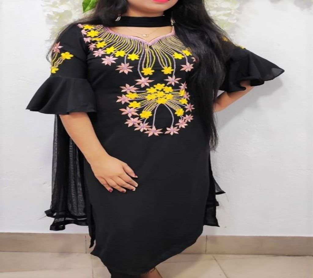 Georgette Unstitched Embroidery 3pcs
