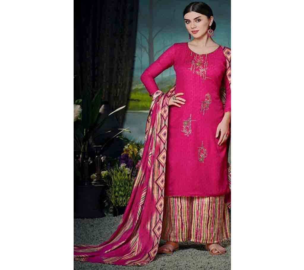 Unstitched Pashmina print salwar kameez for women 