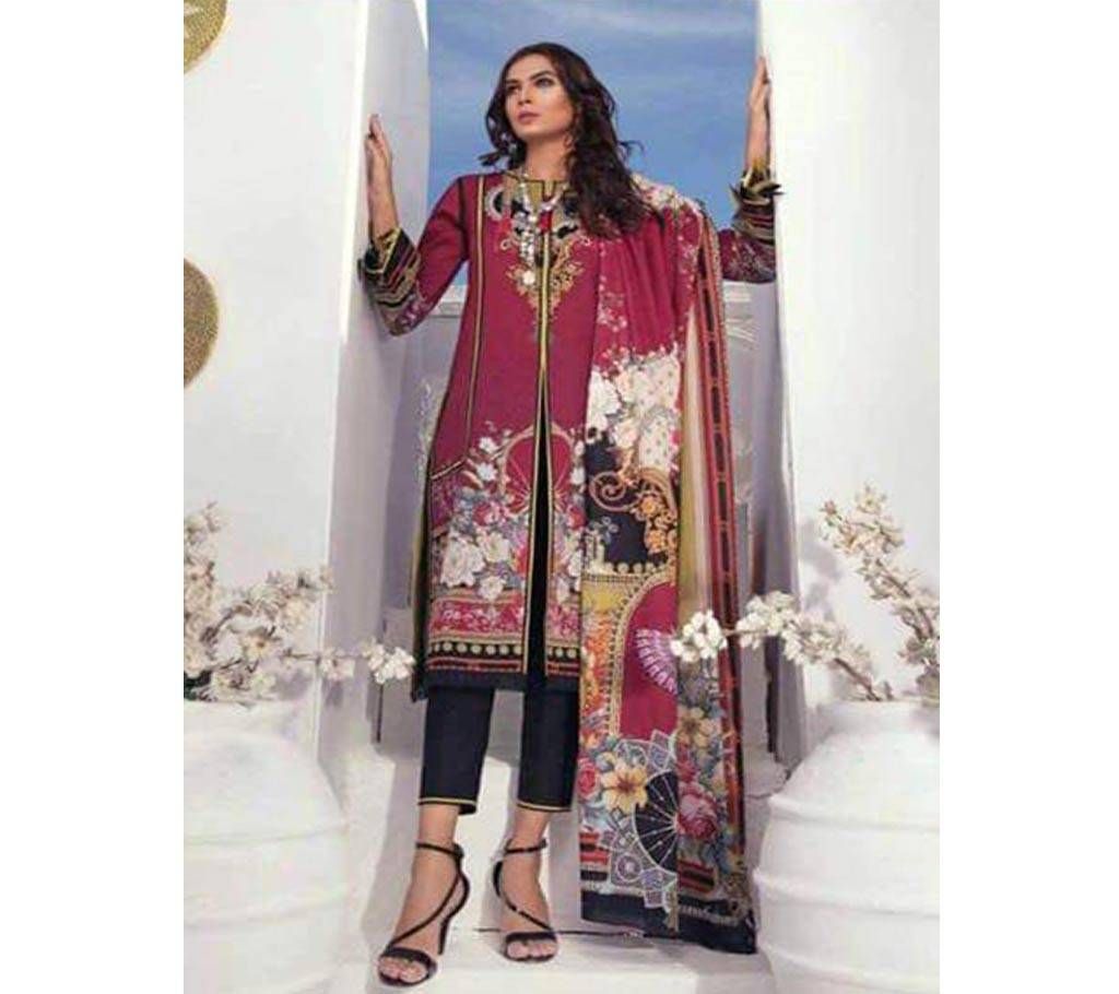 Ferdous Collection Unstitched Pakistani Lawn 3Pcs-Red