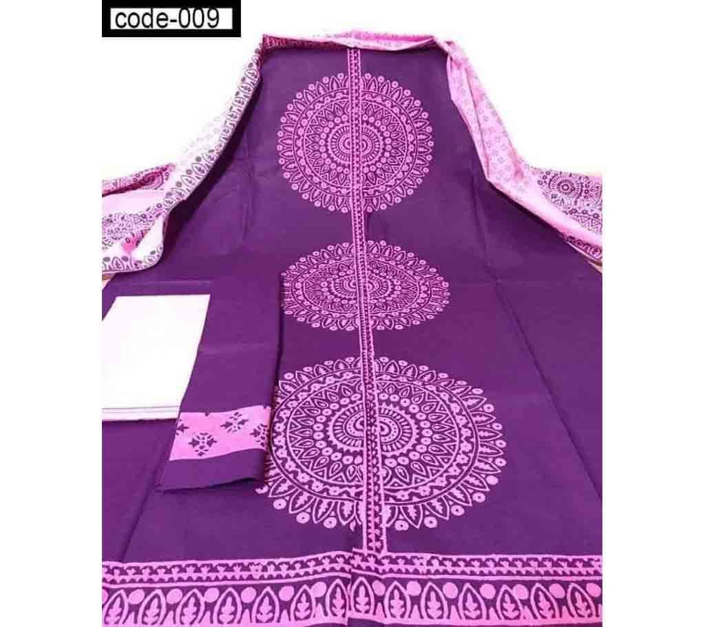 Cotton unstitched 3 piece Block print