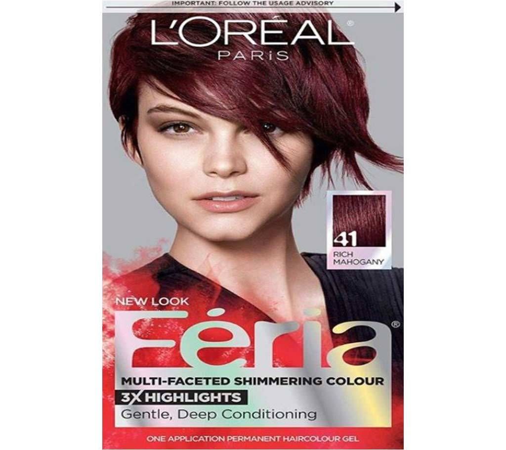   LOreal paris 41 Rich Mahogany new look Feria Multi-faceted shimmering color--8.22oz-France