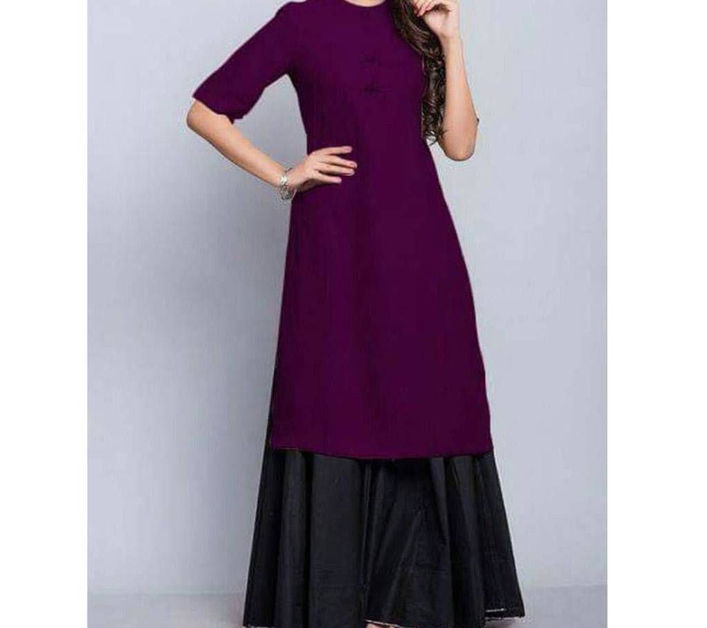 Buttersilk Stitched Kurti & Skirt Set