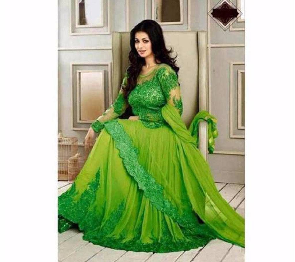 Semi-stitched Embroidery Georgette Party Suit
