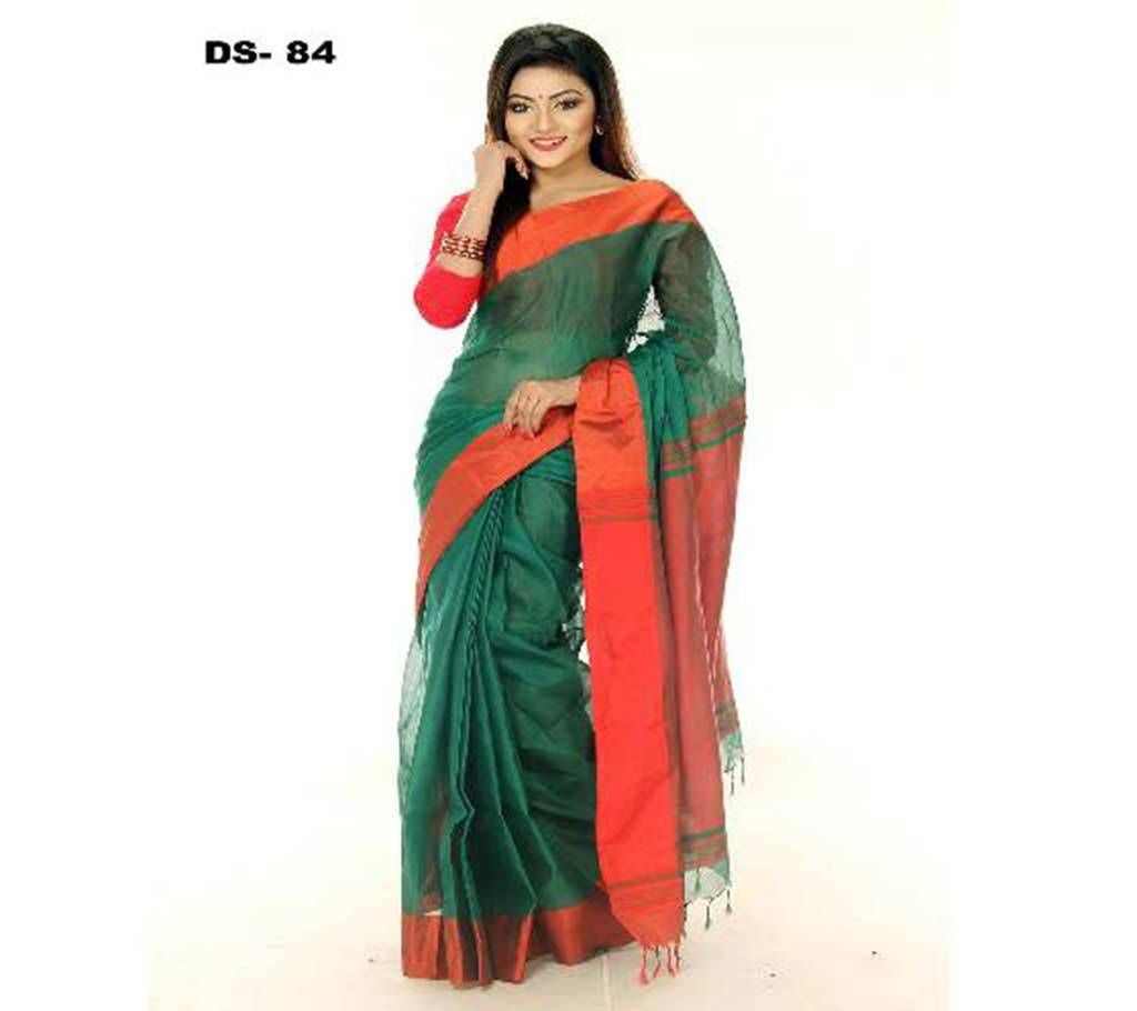 Green toshor silk sharee with red border