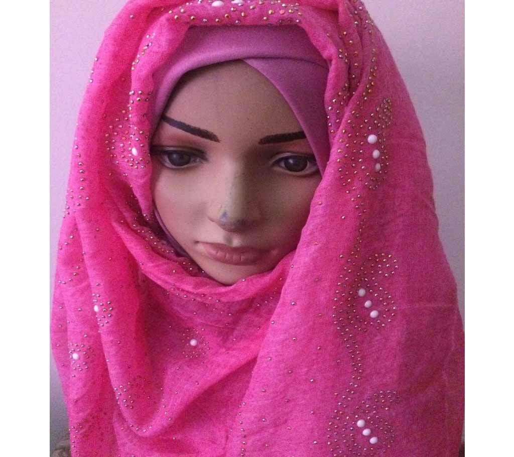Cotton Maxi Hijab with Full Body Metal Stud