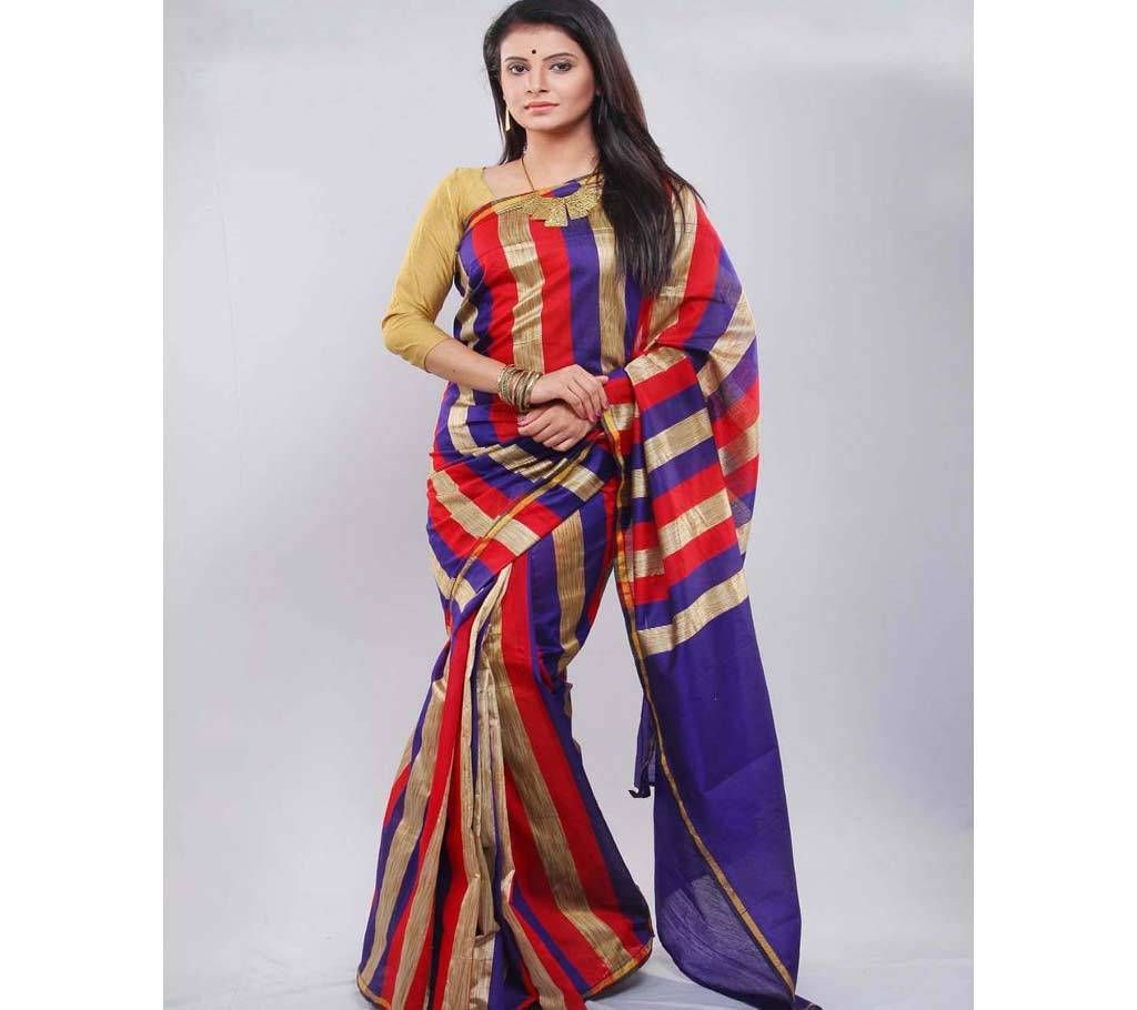 Red and Navy Blue Silk Saree For Women