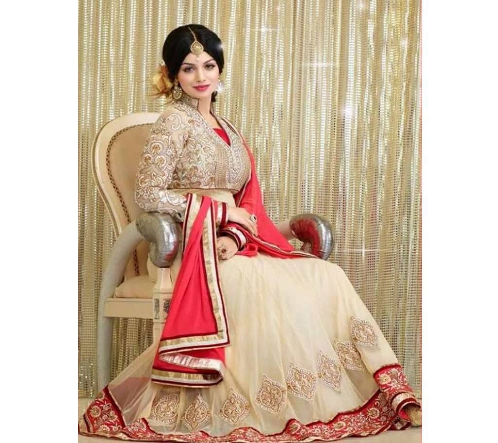 Semi Stitched Georgette Long Party Suit Copy with free ladies watch 