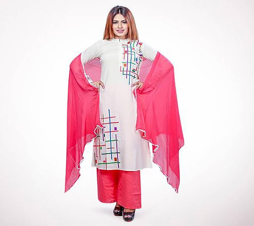 Off white Linen Salwar Kameez for Women