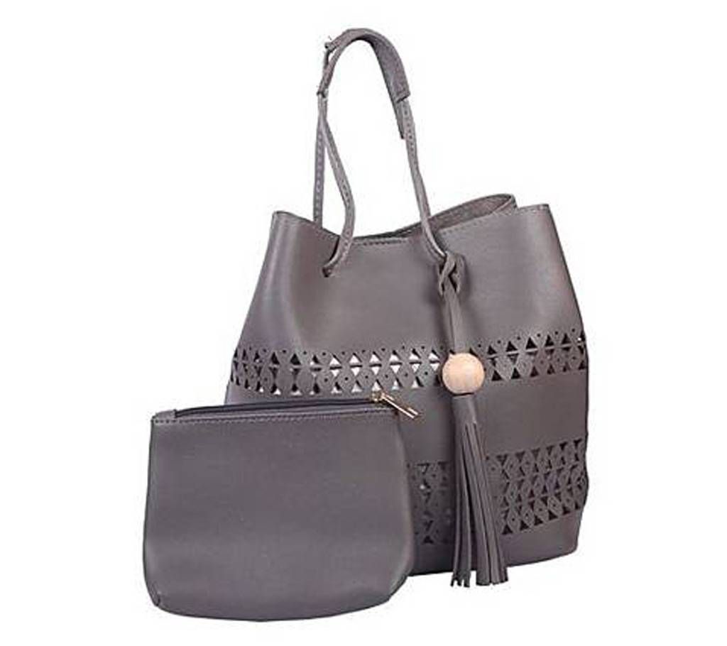 Gray PU Leather Side Bag For Women