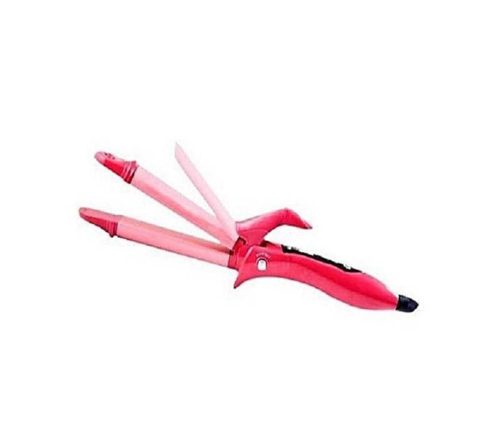 Kemei KM-1298 Hair Straightener and Curling Iron - Pink