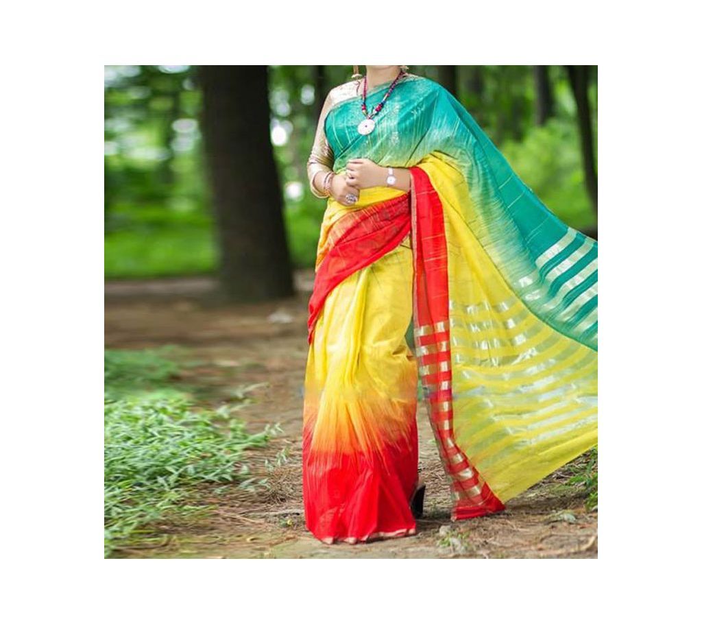 NEW FALGUN SHAREE Aqua Green Yellow Red Mix