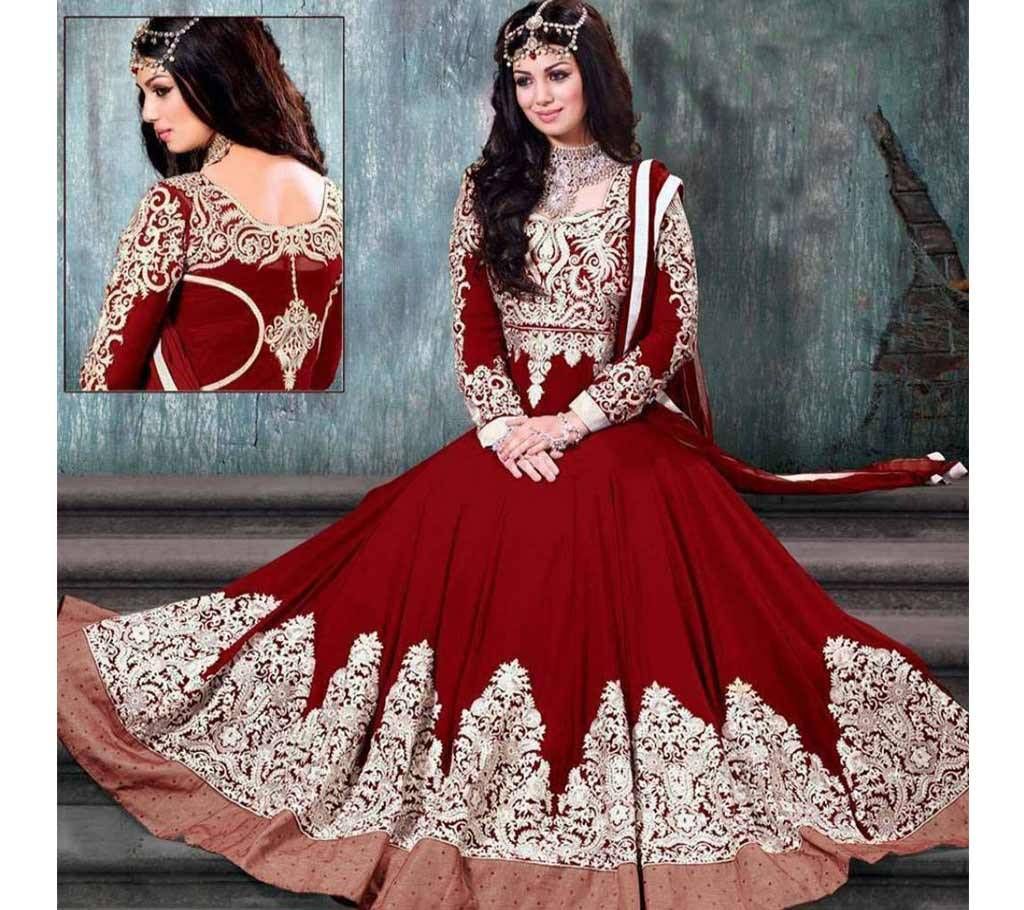 Unstitched Georgette Embroidery Grown Dress