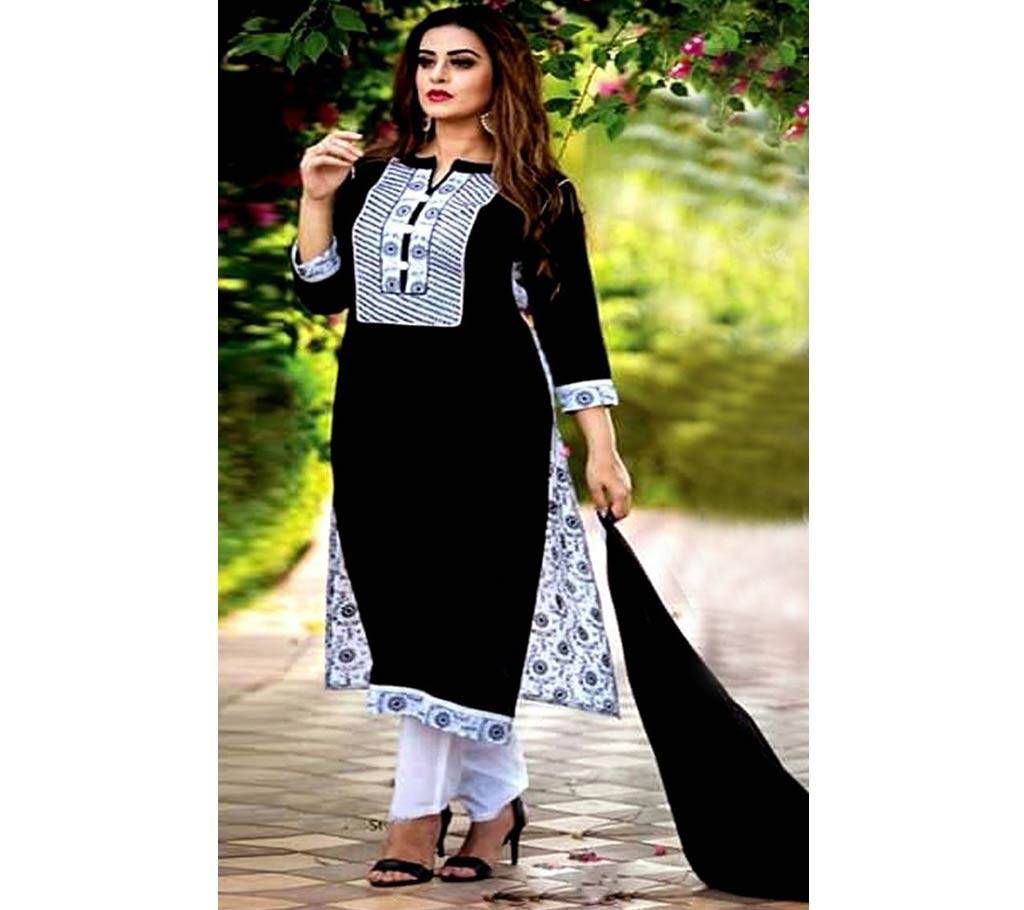 Unstitched Cotton Block Three Piece - DNO196