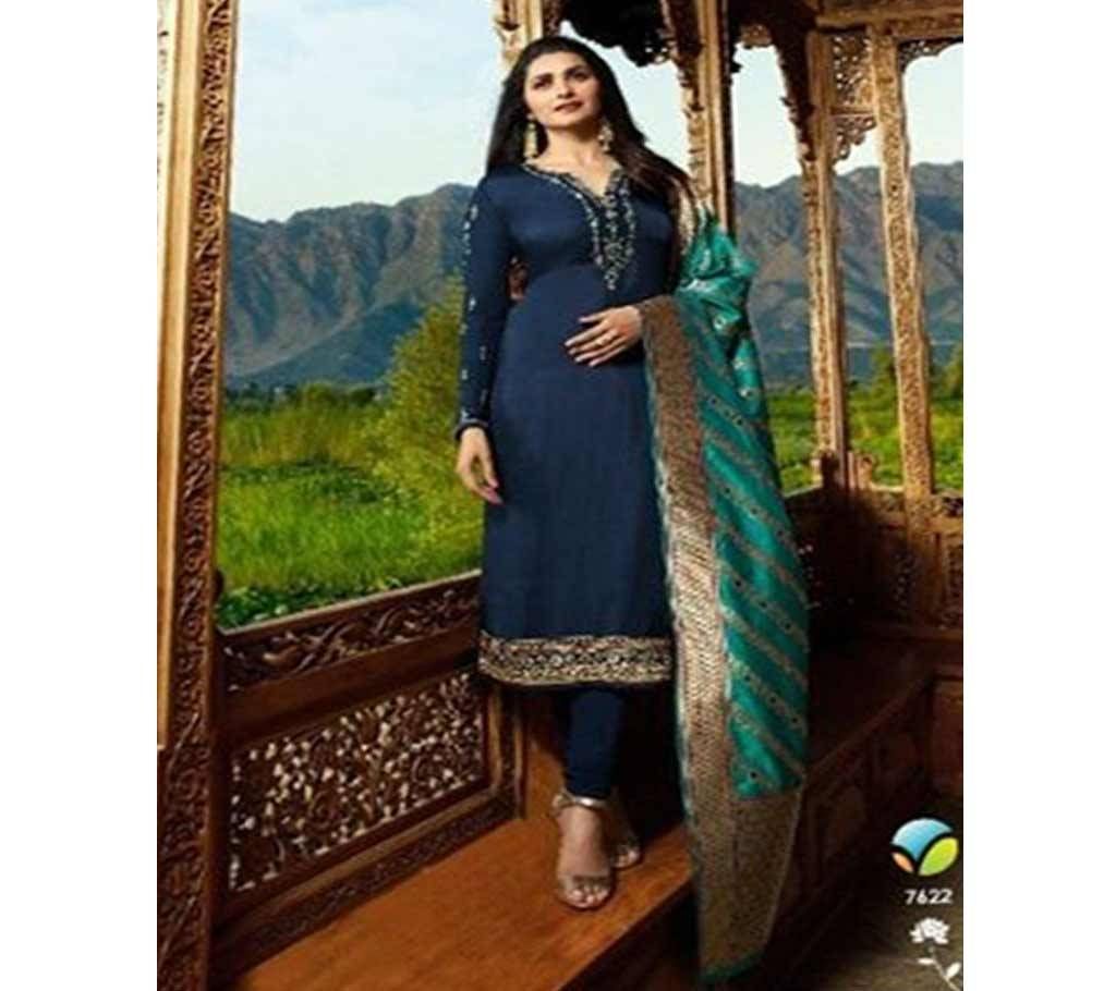 Vinay Fashion Banaras Vol-2 Hit List ( Dark Blue & Banaras Flower Dopatta) (Code-HS810) Unstitched Three Piece - Copy