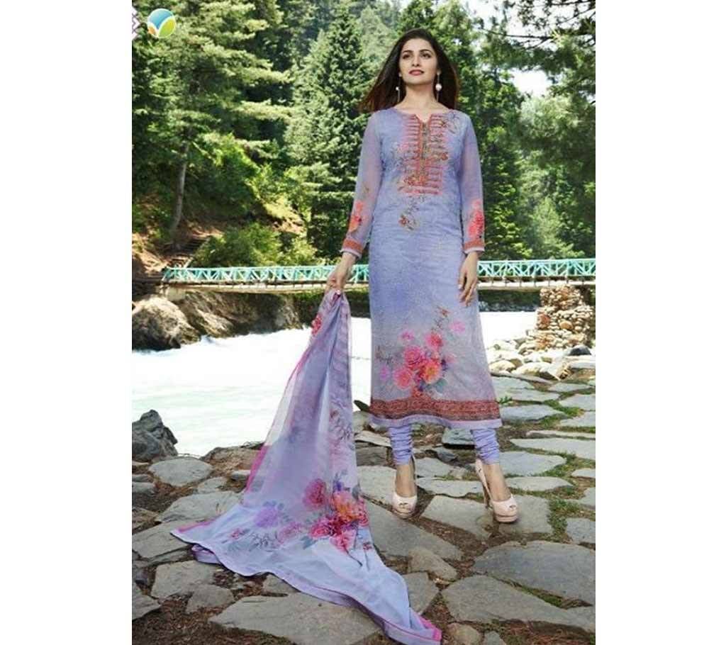 VINAY KASEESH FUSION STRAIGHT PRINT WORK SALWAR KAMEEZ DUPATTA SET( LIGHT PURPLE )
