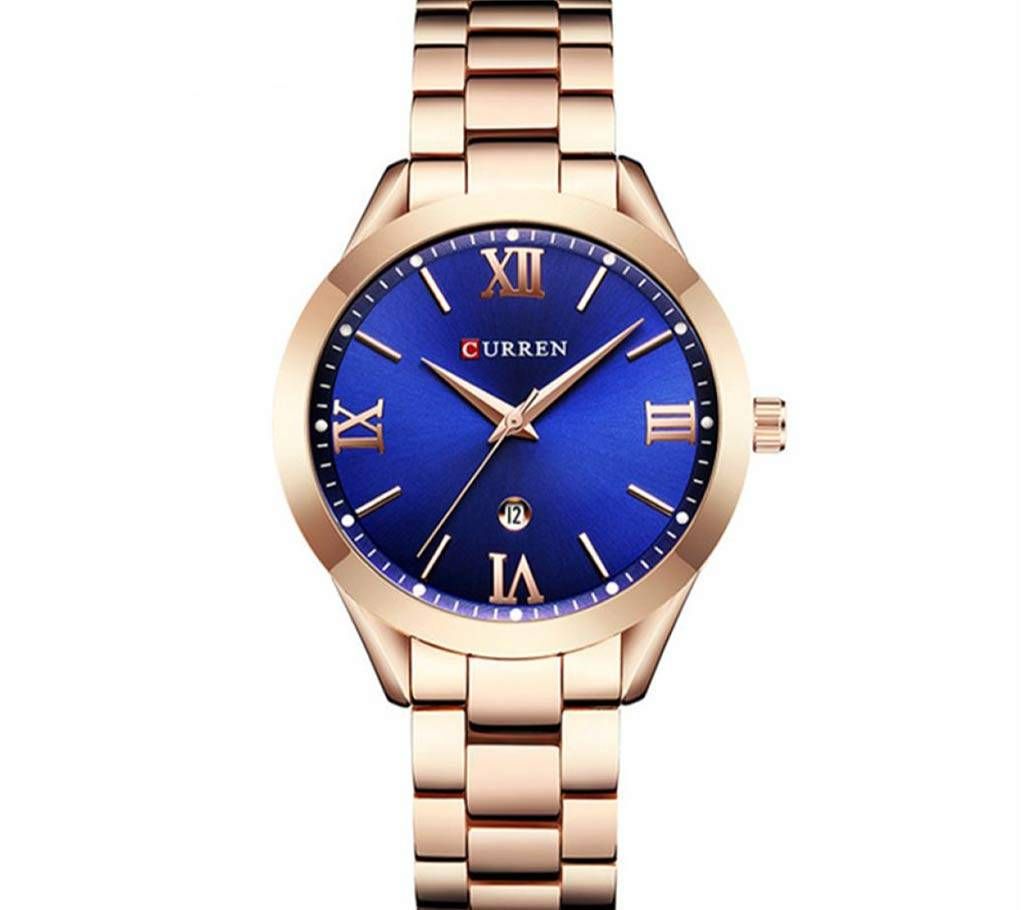 CURREN 9007 Women Top Brand Luxury Wrist Watch-Rose Gold Blue