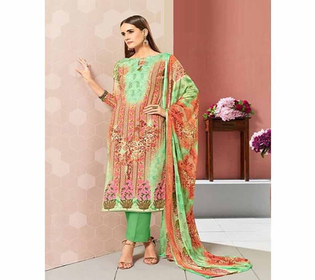 Zulfat Designer Suits - 121-003 - Light Green With Printed Designs
