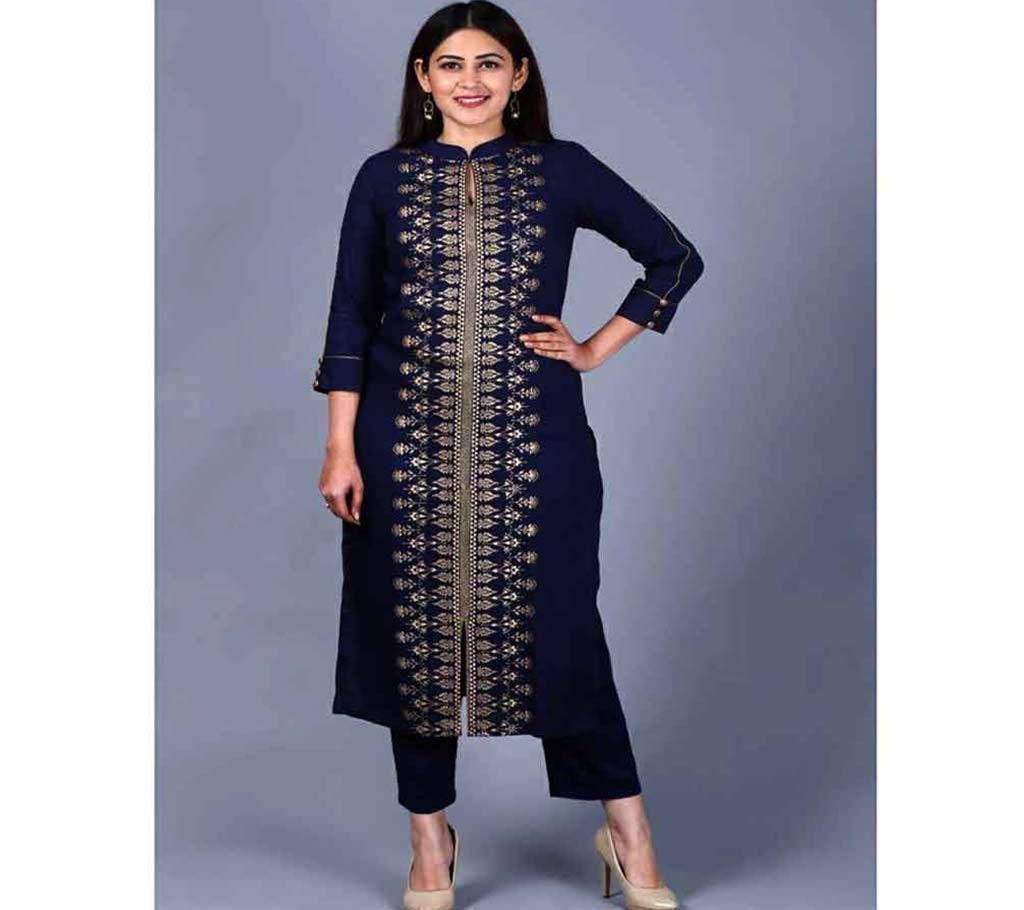 Latest Blue block Printed 2 pieces Salwar Kameez for Women-free size