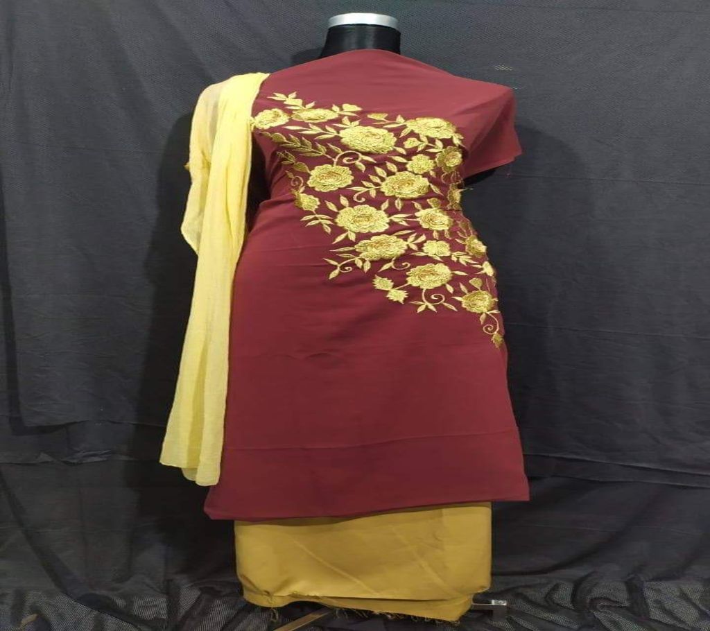 Maroon Unstitched Weightless Georgette