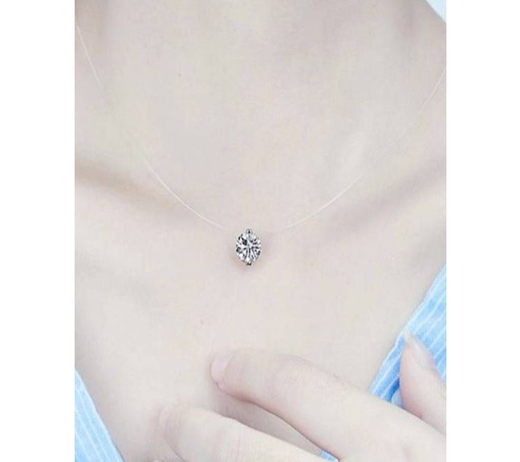 Shiny Rhinestone Pendant Clear Necklace For women