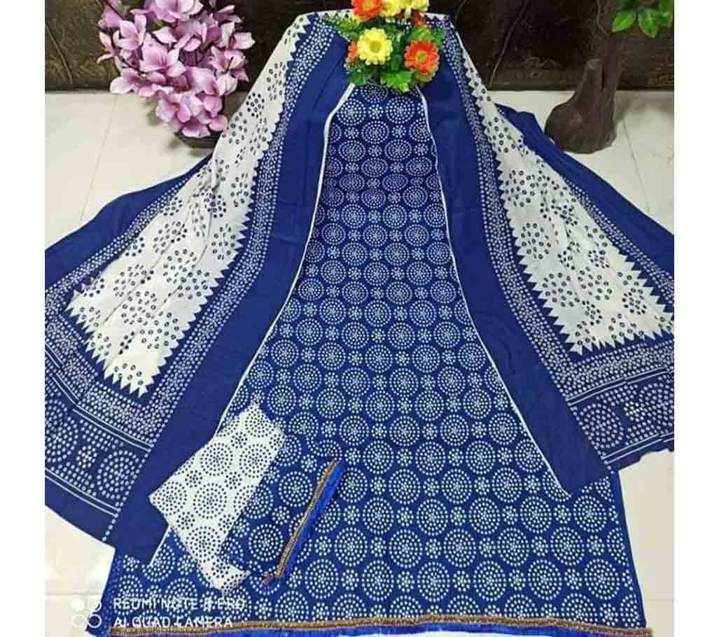 Unstitched Skin print work salwar kameez 07