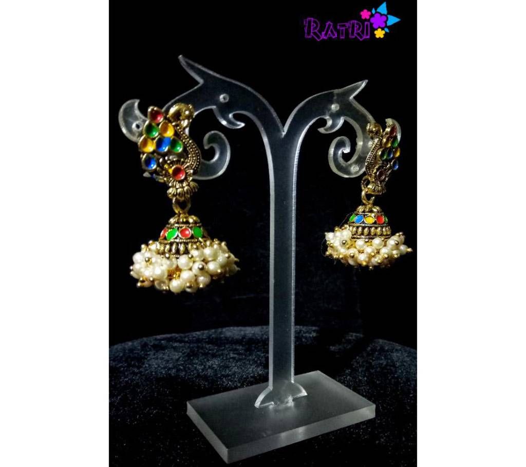 Peacock Design Gajra Jhumka Earring