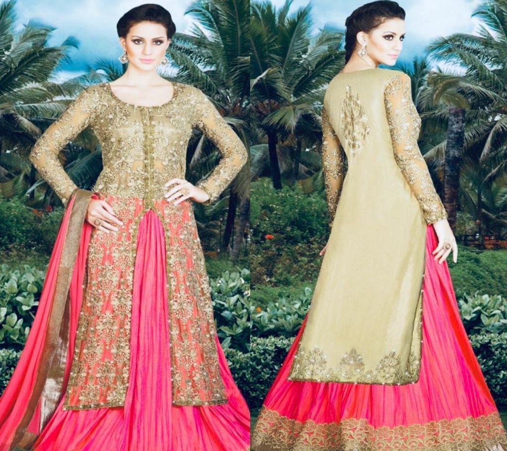 Unstitched Cream Georgette High Quality Rich Fabric Gown suit for Women