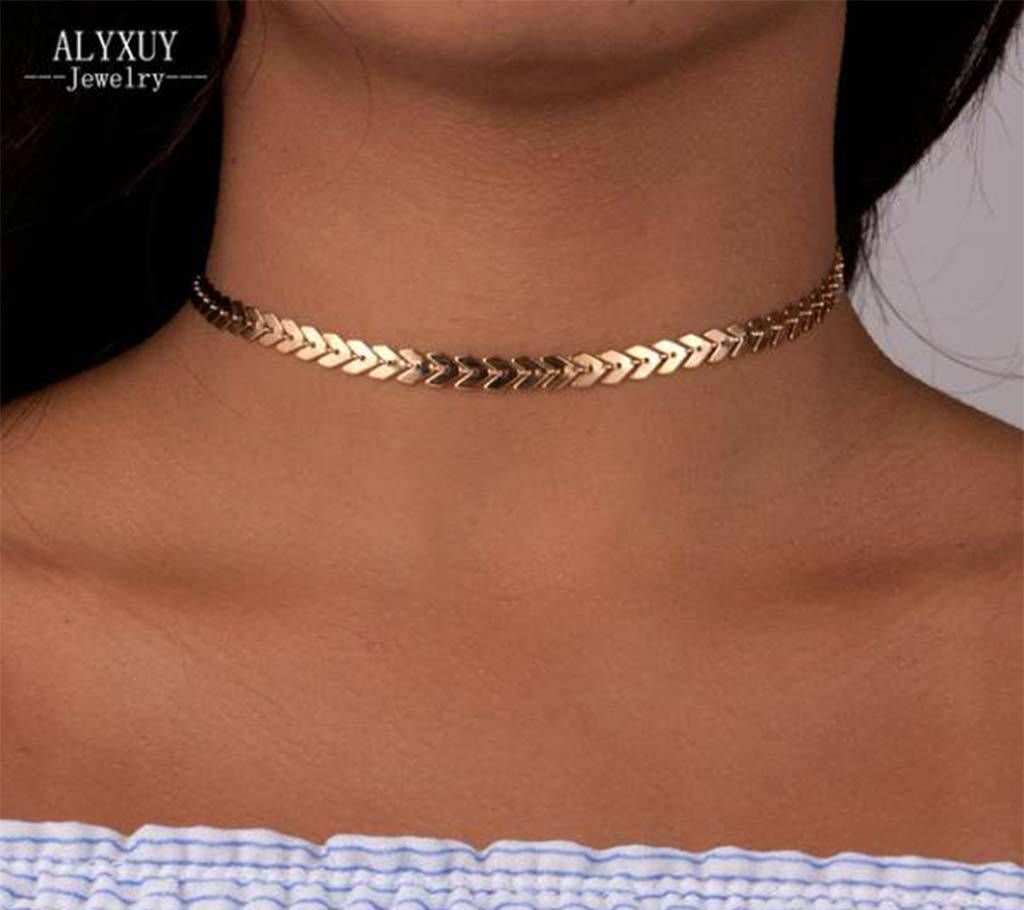 Gold Plated short choker necklace