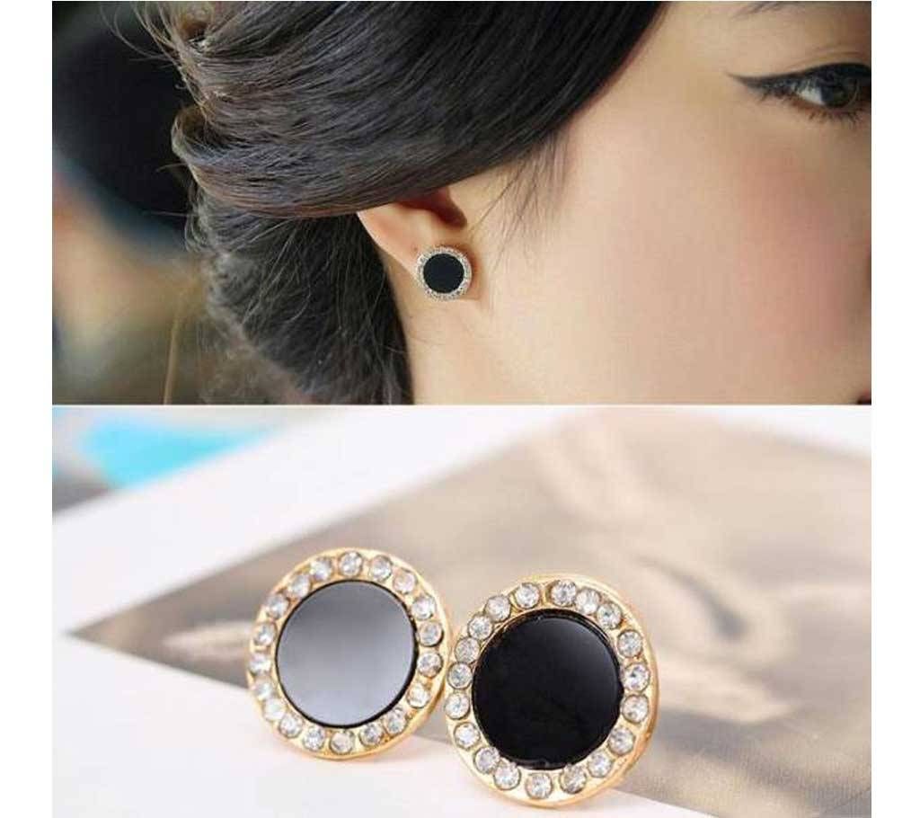 Zinc Alloy Rhinestones Circle Earring For Women