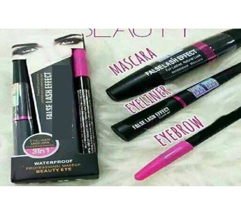 Huda Beauty 3 in1 Set ( Eyeliner+Mascara+Eyebrow) - Malaysia