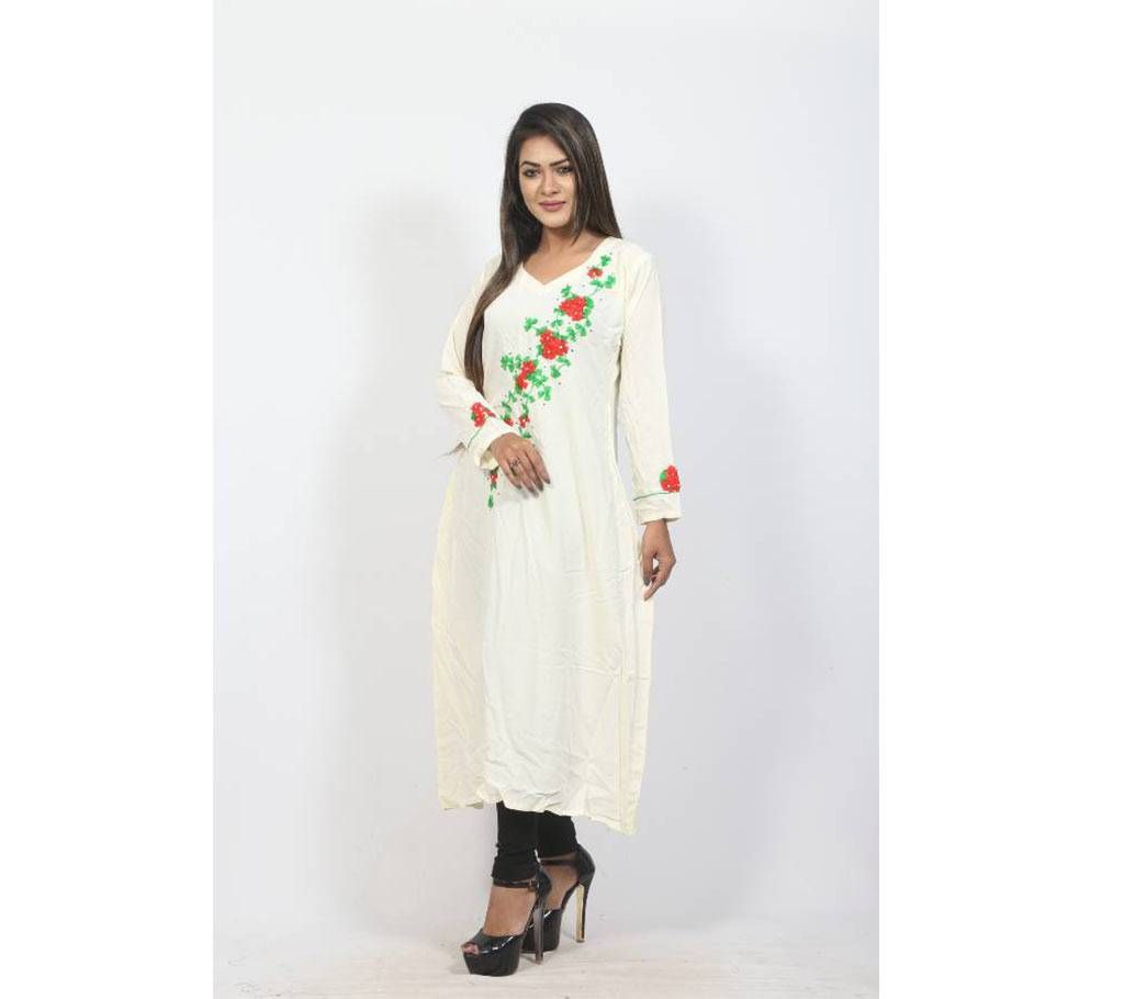Off White Linen Kurti For Women