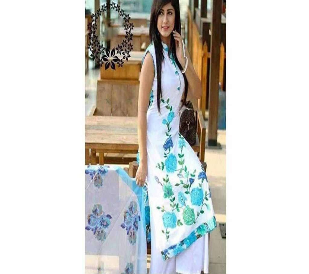 cotton with block printed three piece 