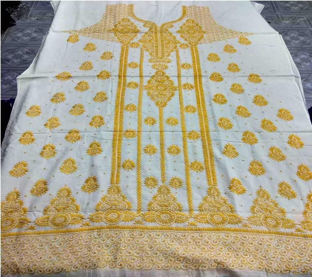 Unstitched Cotton Handcrafted Three Piece