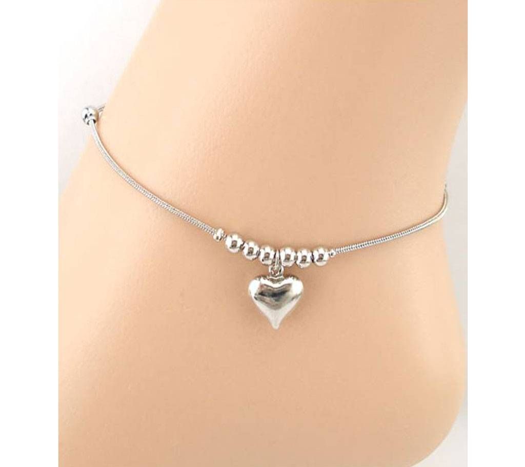 Silver Plated Heart shaped Payel (Single Piece)