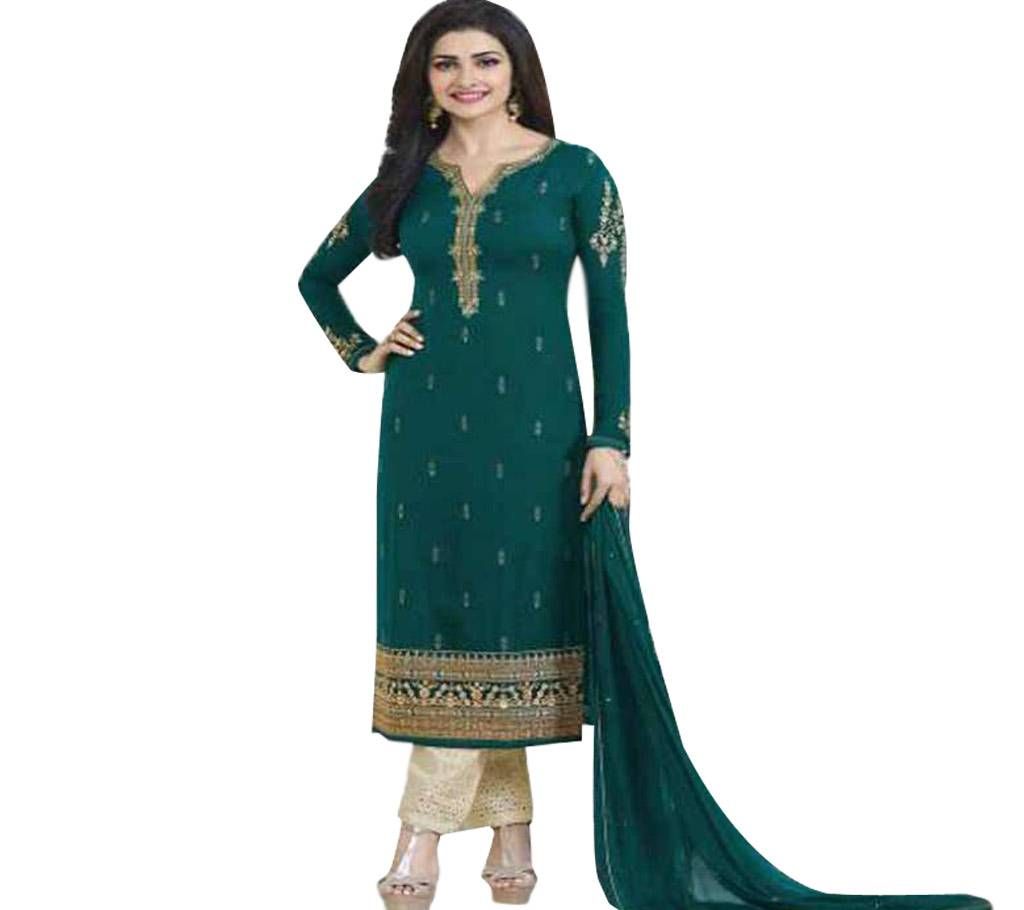 Unstitched Embroidery Satin Three piece