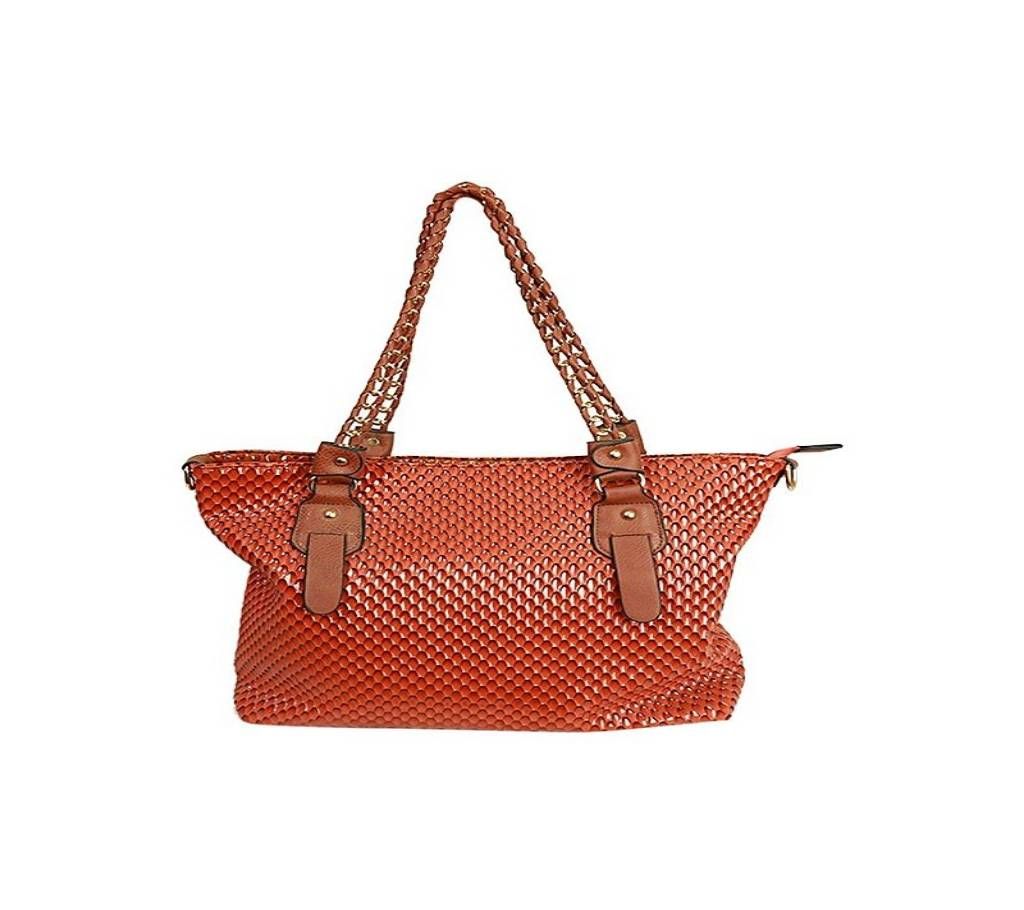 BROWN SYNTHETIC LEATHER SHOULDER BAG FOR WOMEN